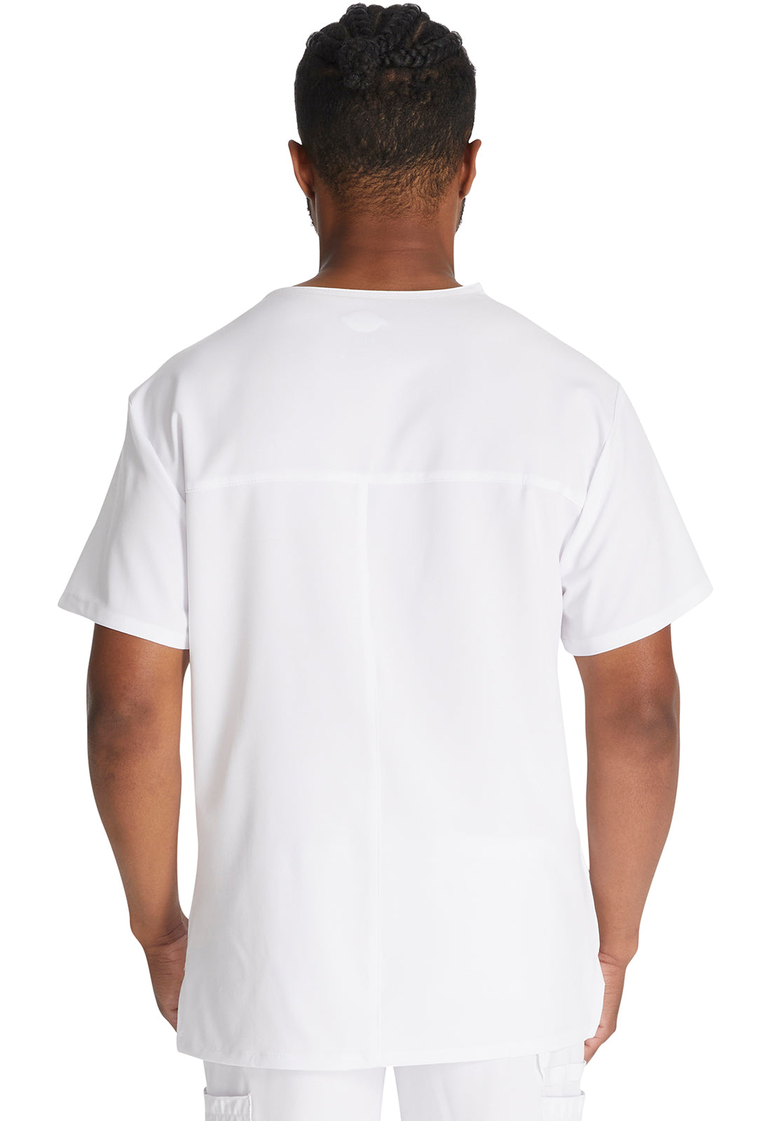 EDS Essentials DK645 Men's V-Neck Top White Model Image Back | Dickies