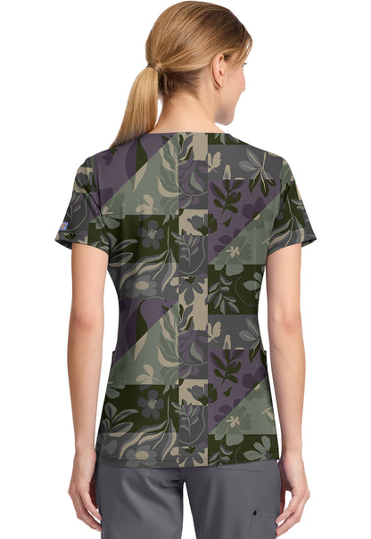 Prints DK667 V-Neck Print Top Floral Geo