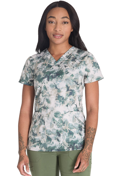 Prints DK667 V-Neck Print Top Nature Trail Model Image Front | Dickies