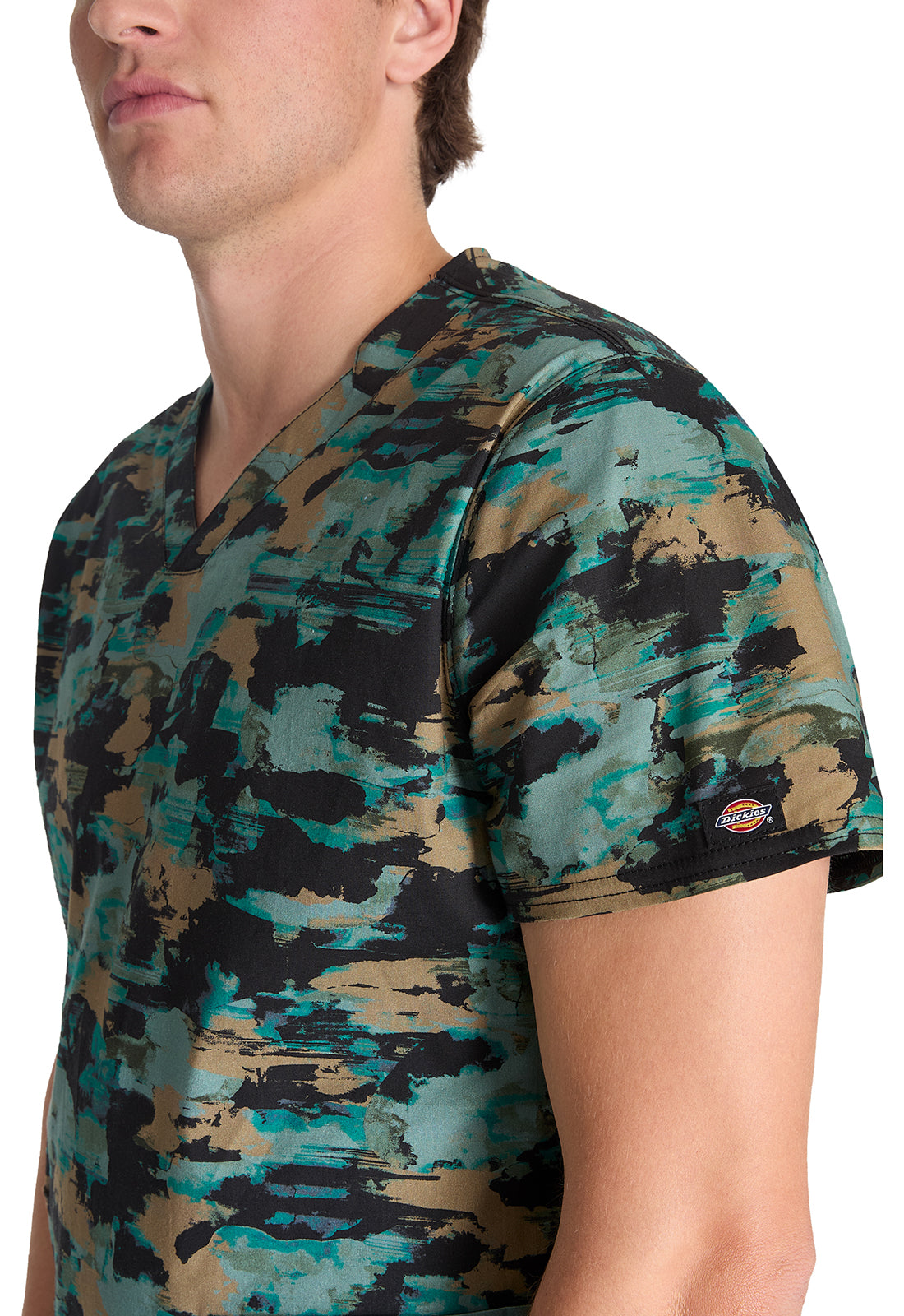 Prints DK668 Men's V-Neck Print Top Extreme Camo Bronze