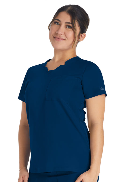 Balance DK671 Notched V-Neck Top Navy Model Image Front | Dickies