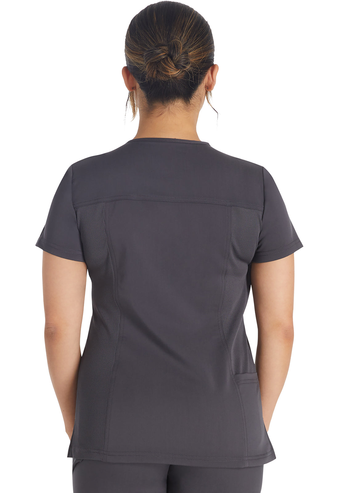 Balance DK671 Notched V-Neck Top Pewter Model Image Back | Dickies