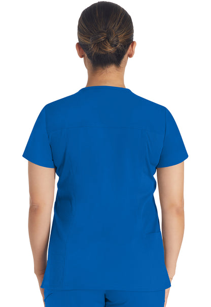 Balance DK671 Notched V-Neck Top Royal Model Image Back | Dickies