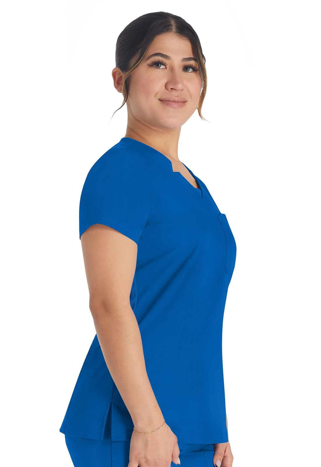 Balance DK671 Notched V-Neck Top Royal Model Image Left Side | Dickies