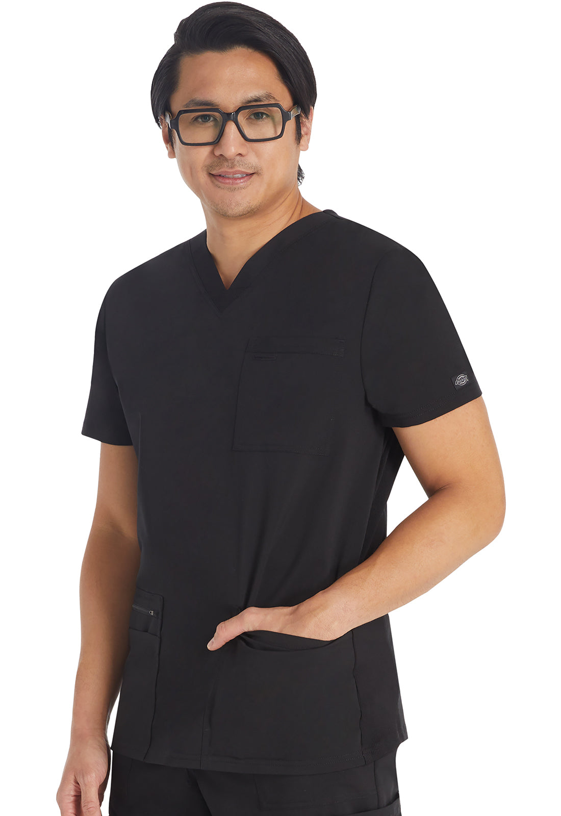 Balance DK672 Men's V-Neck Top Black Model Image Right Side | Dickies