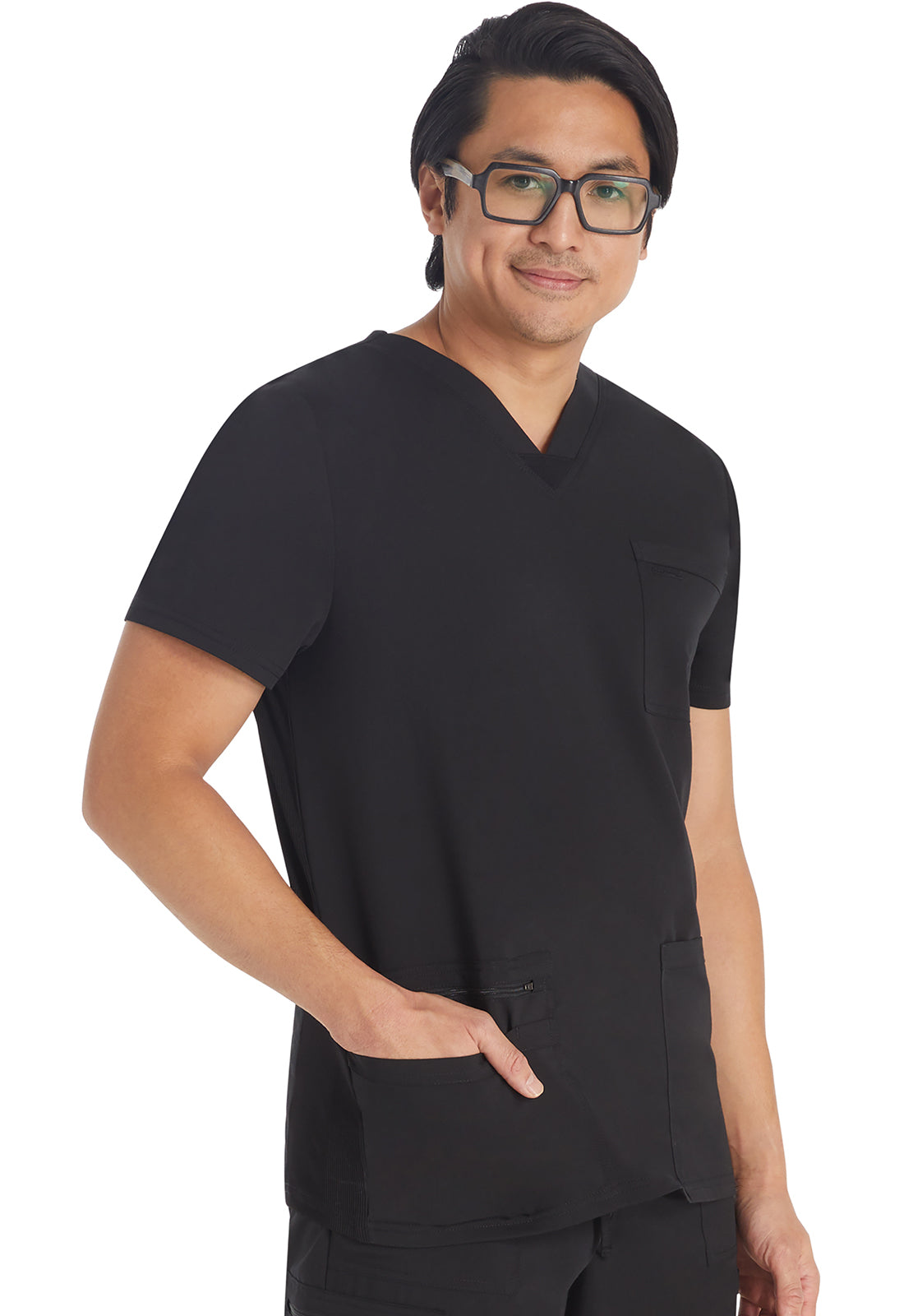 Balance DK672 Men's V-Neck Top Black Model Image Left Side | Dickies