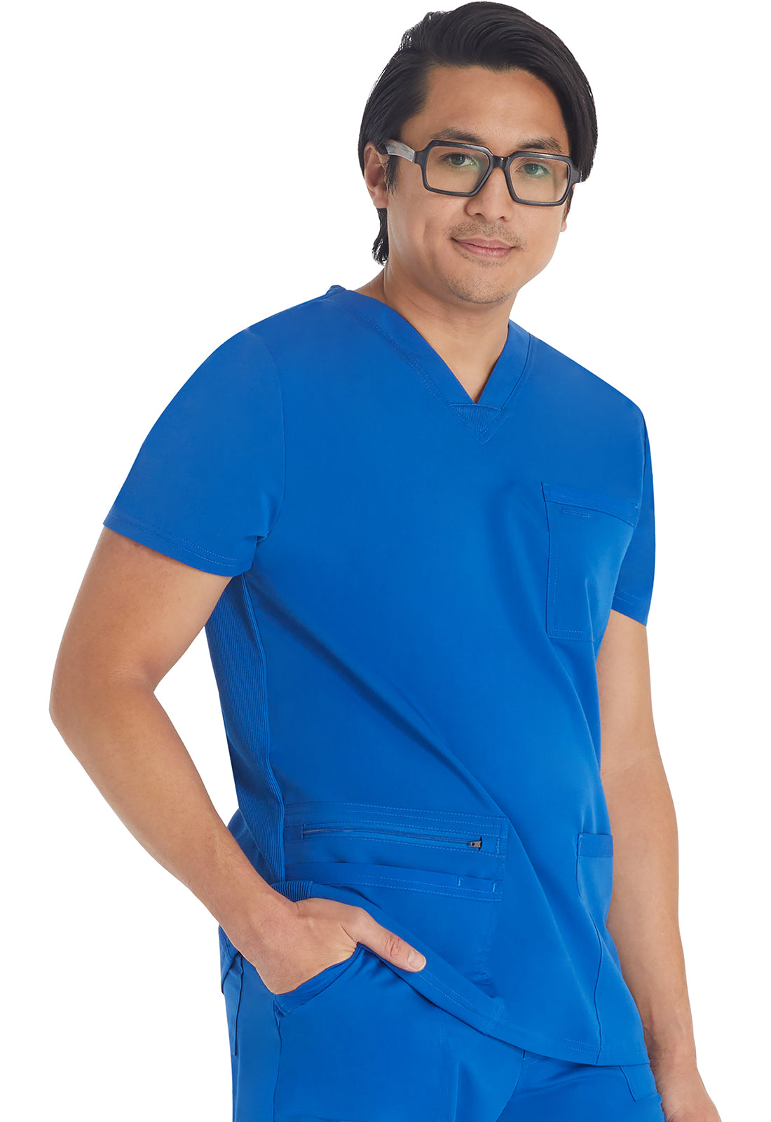 Balance DK672 Men's V-Neck Top Royal Model Image Left Side | Dickies