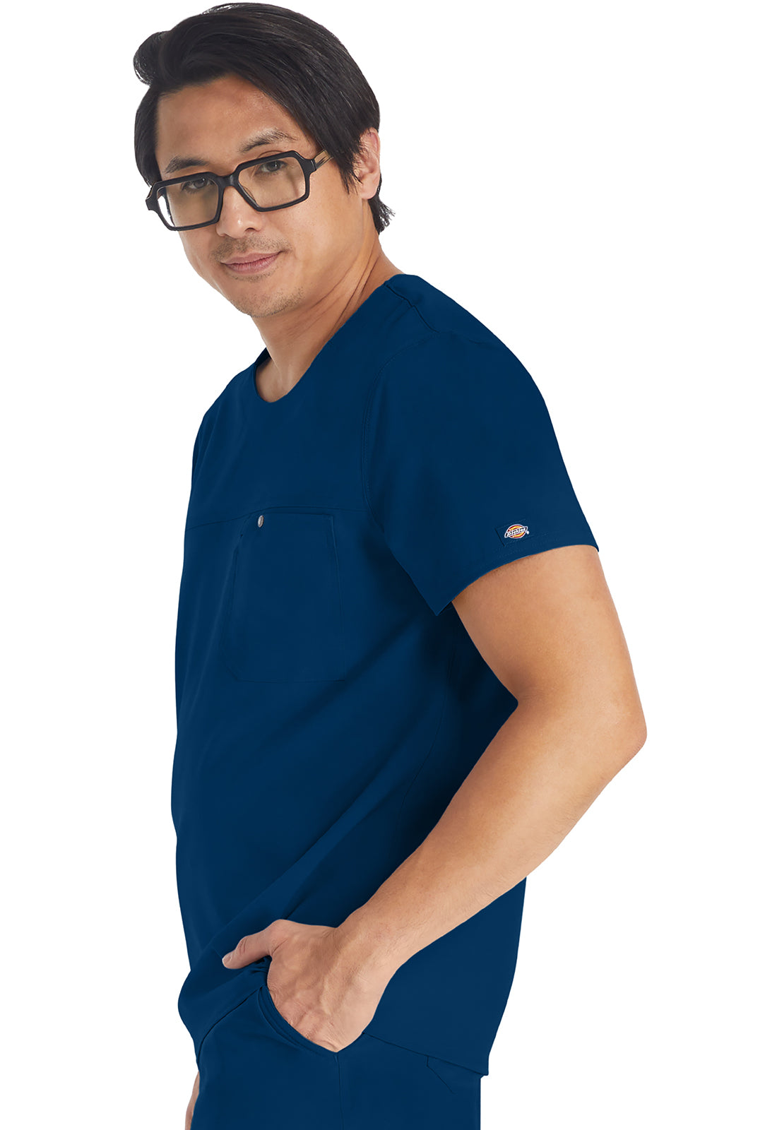 EDS NXT DK676 Men's Round Neck Top Navy Model Image Right Side | Dickies