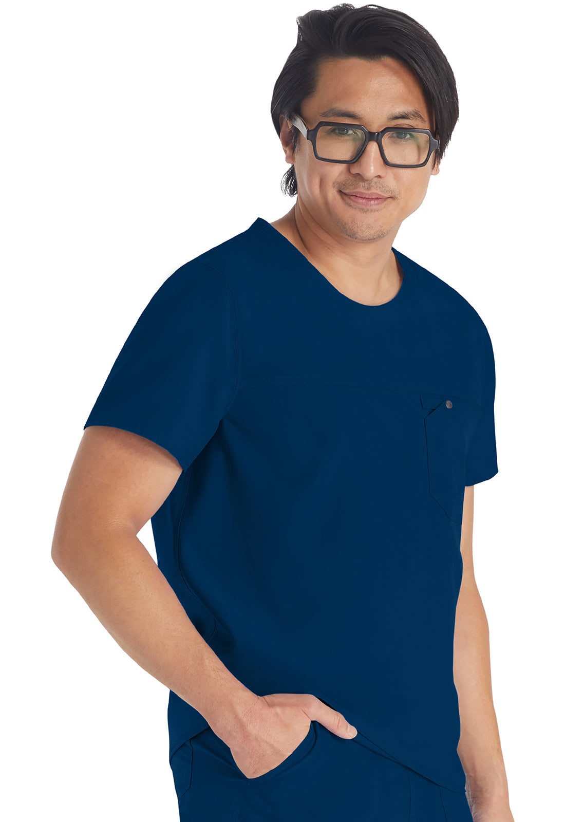 EDS NXT DK676 Men's Round Neck Top Navy Model Image Left Side | Dickies