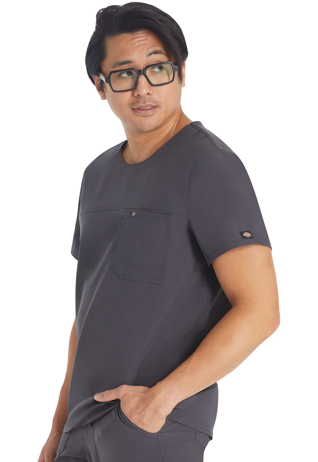 EDS NXT DK676 Men's Round Neck Top Pewter Model Image Right Side | Dickies