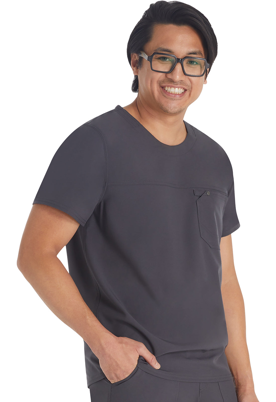 EDS NXT DK676 Men's Round Neck Top Pewter Model Image Left Side | Dickies