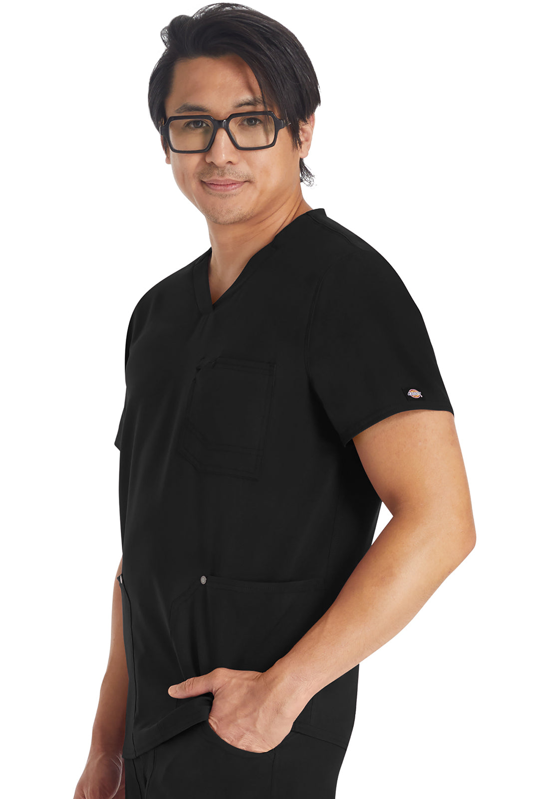 EDS NXT DK677 Men's V-neck Top Black Model Image Right Side | Dickies