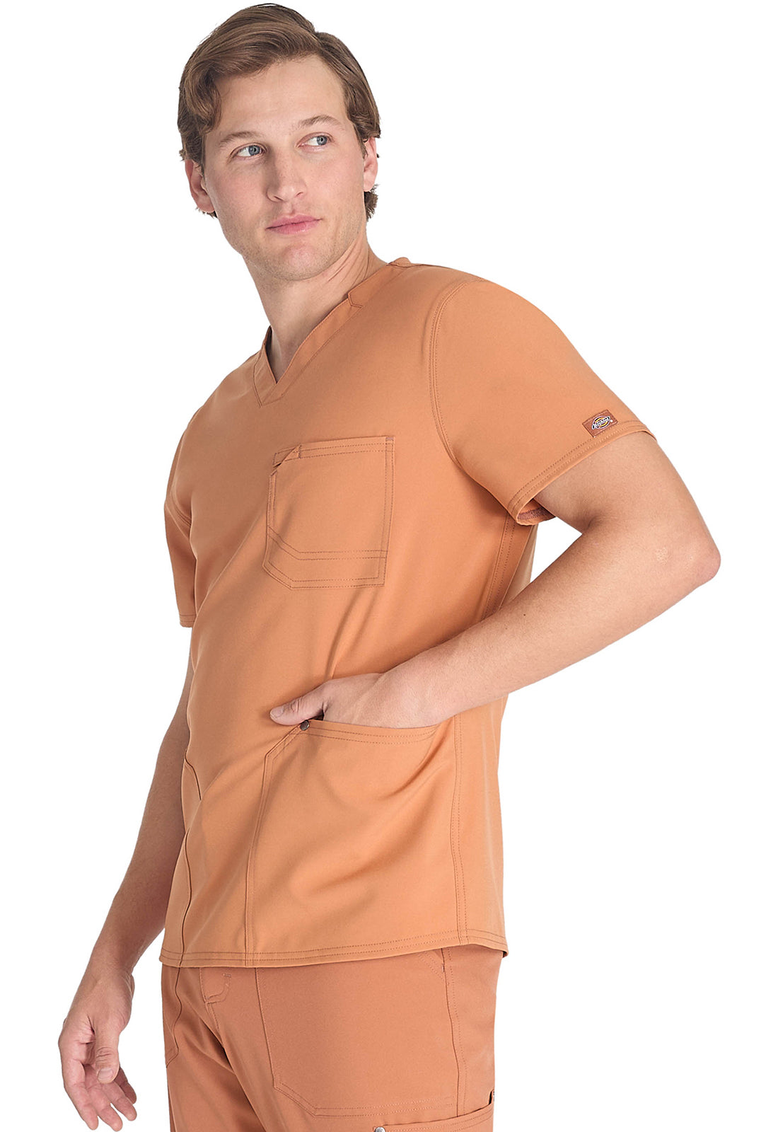 EDS NXT DK677 Men's V-neck Top Ginger Glow Model Image Right Side | Dickies