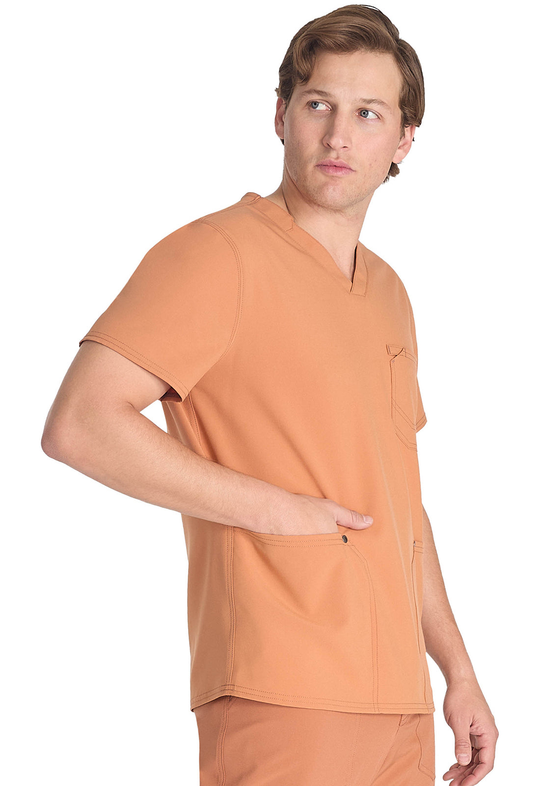 EDS NXT DK677 Men's V-neck Top Ginger Glow Model Image Left Side | Dickies