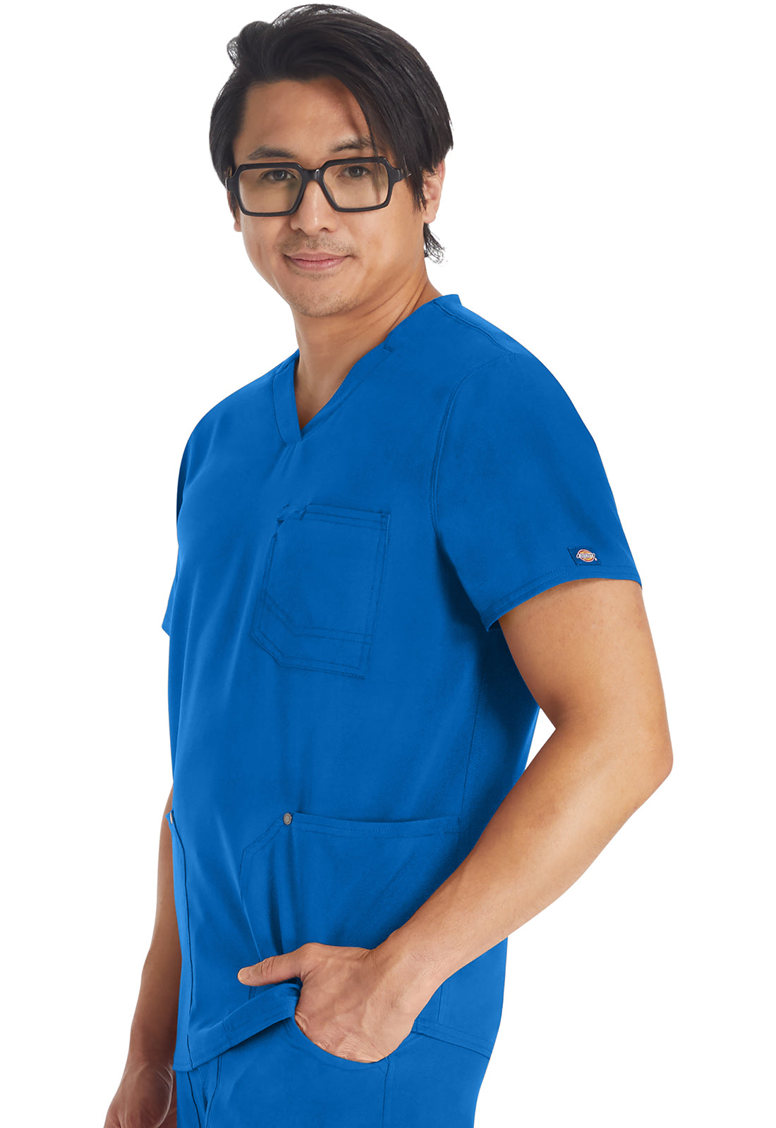 EDS NXT DK677 Men's V-neck Top Royal Model Image Right Side | Dickies