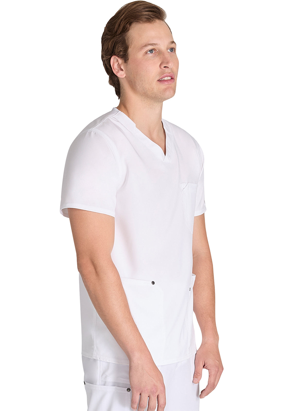 EDS NXT DK677 Men's V-neck Top White Model Image Left Side | Dickies