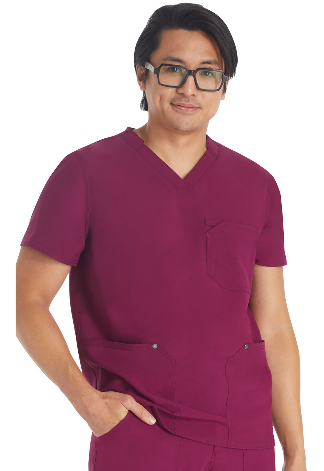 EDS NXT DK677 Men's V-neck Top Wine Model Image Front | Dickies