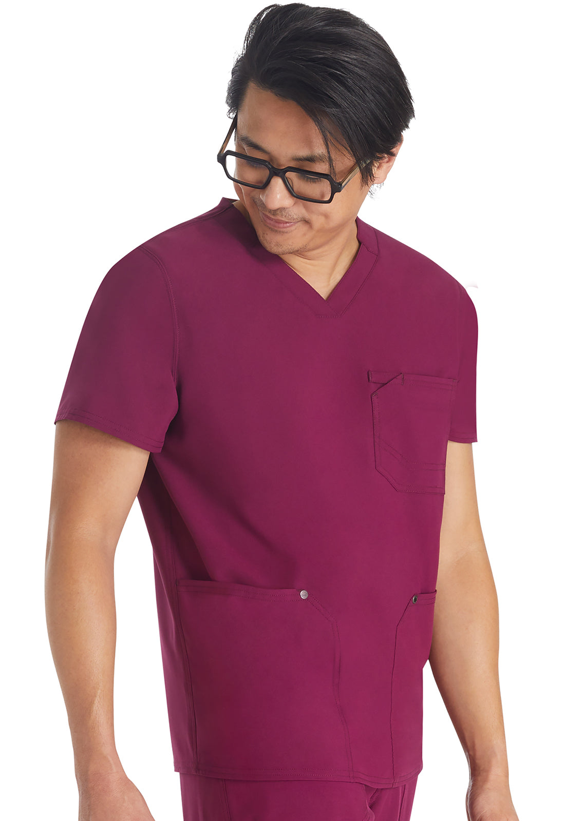 EDS NXT DK677 Men's V-neck Top Wine Model Image Left Side | Dickies