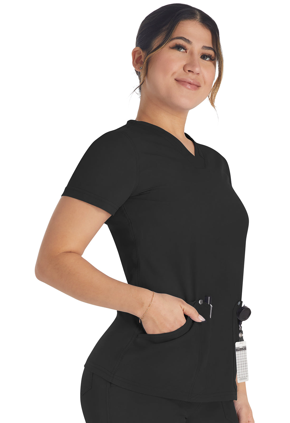 EDS NXT DK678 V-Neck Top Black Model Image Left Side | Dickies