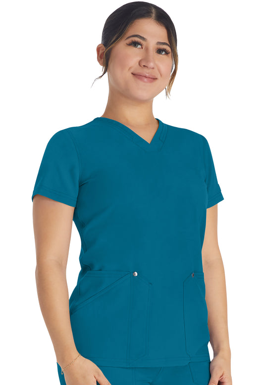 EDS NXT DK678 V-Neck Top Caribbean Blue Model Image Front | Dickies