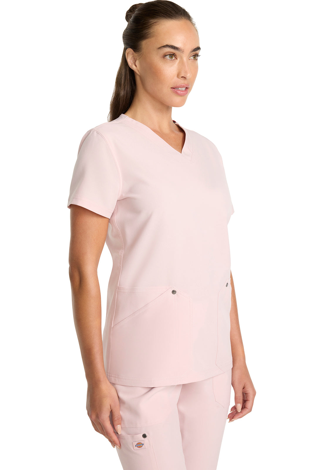 EDS NXT DK678 V-Neck Top Canyon Rose Model Image Left Side | Dickies