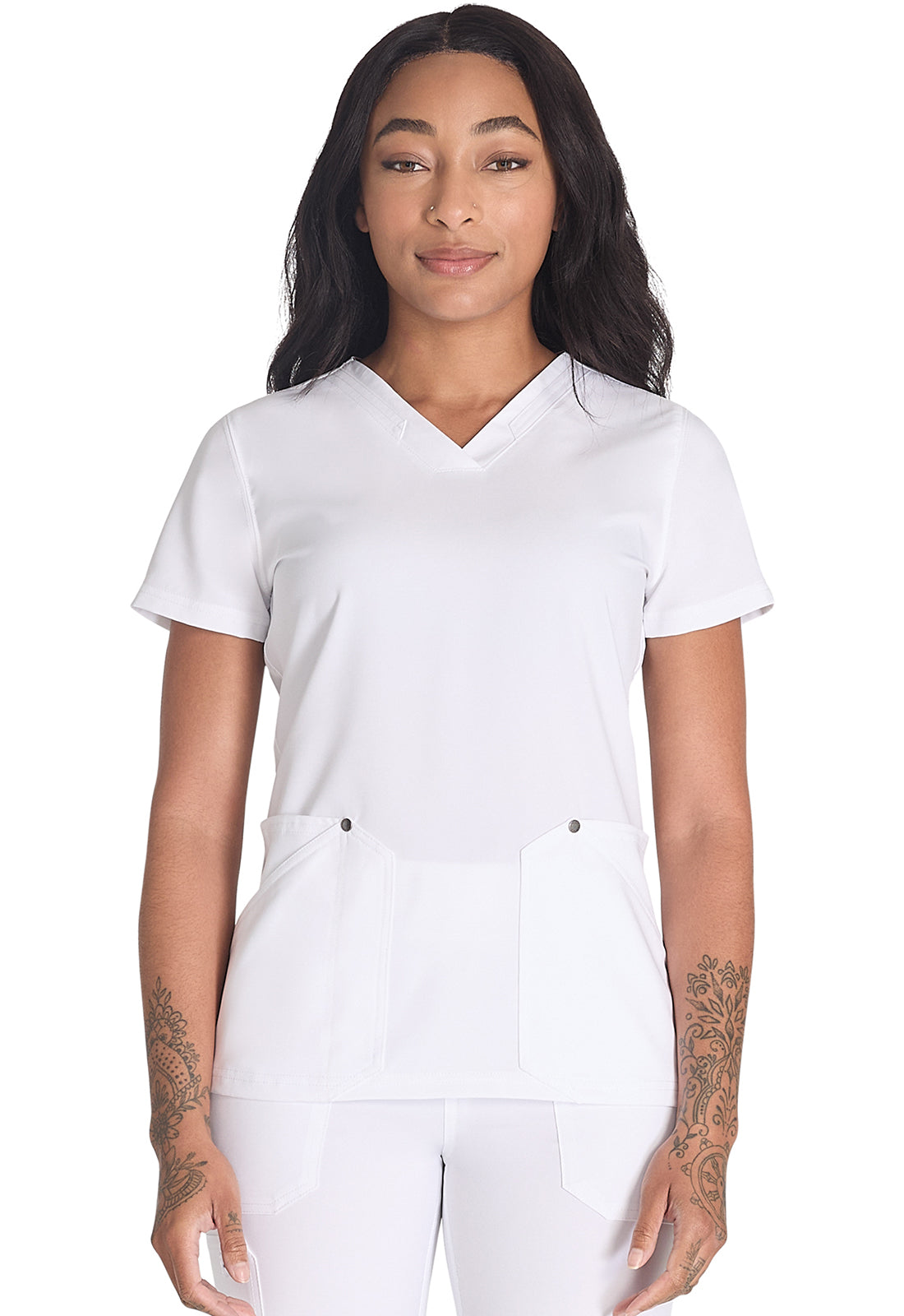 EDS NXT DK678 V-Neck Top White Model Image Front | Dickies