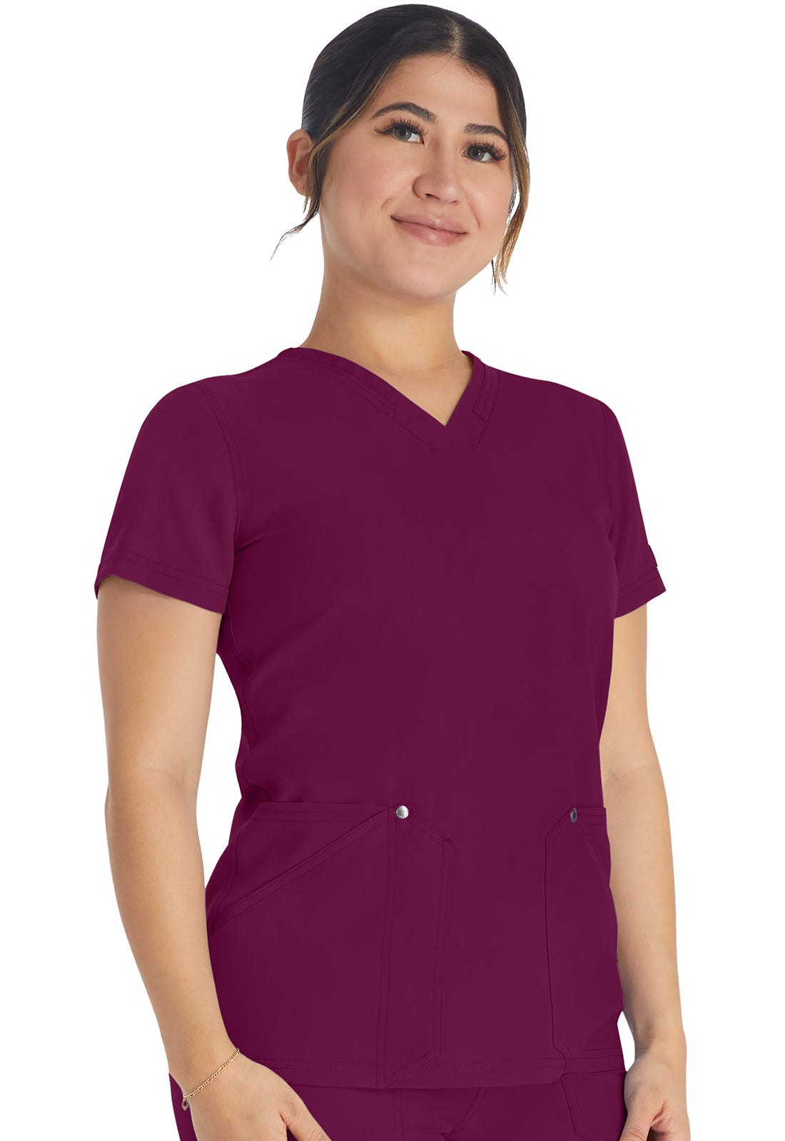 EDS NXT DK678 V-Neck Top Wine Model Image Front | Dickies