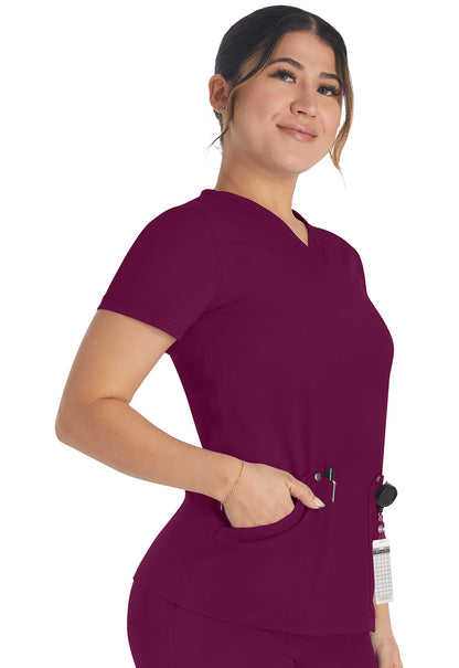 EDS NXT DK678 V-Neck Top Wine Model Image Left Side | Dickies