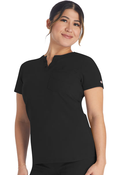 EDS NXT DK681 Round Neck Henley Top Black Model Image Front | Dickies