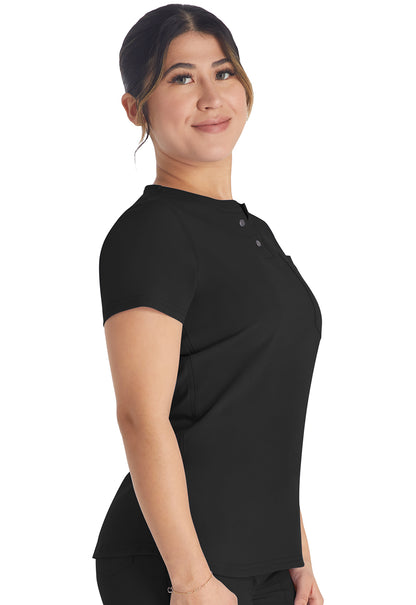 EDS NXT DK681 Round Neck Henley Top Black Model Image Left Side | Dickies