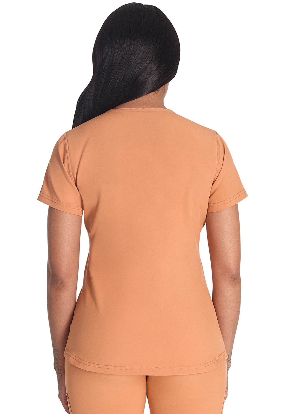 EDS NXT DK681 Round Neck Henley Top Ginger Glow Model Image Back | Dickies