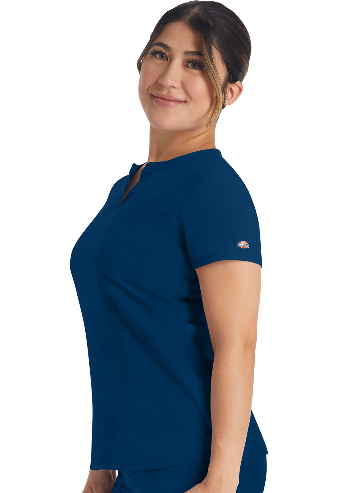 EDS NXT DK681 Round Neck Henley Top Navy Model Image Right Side | Dickies