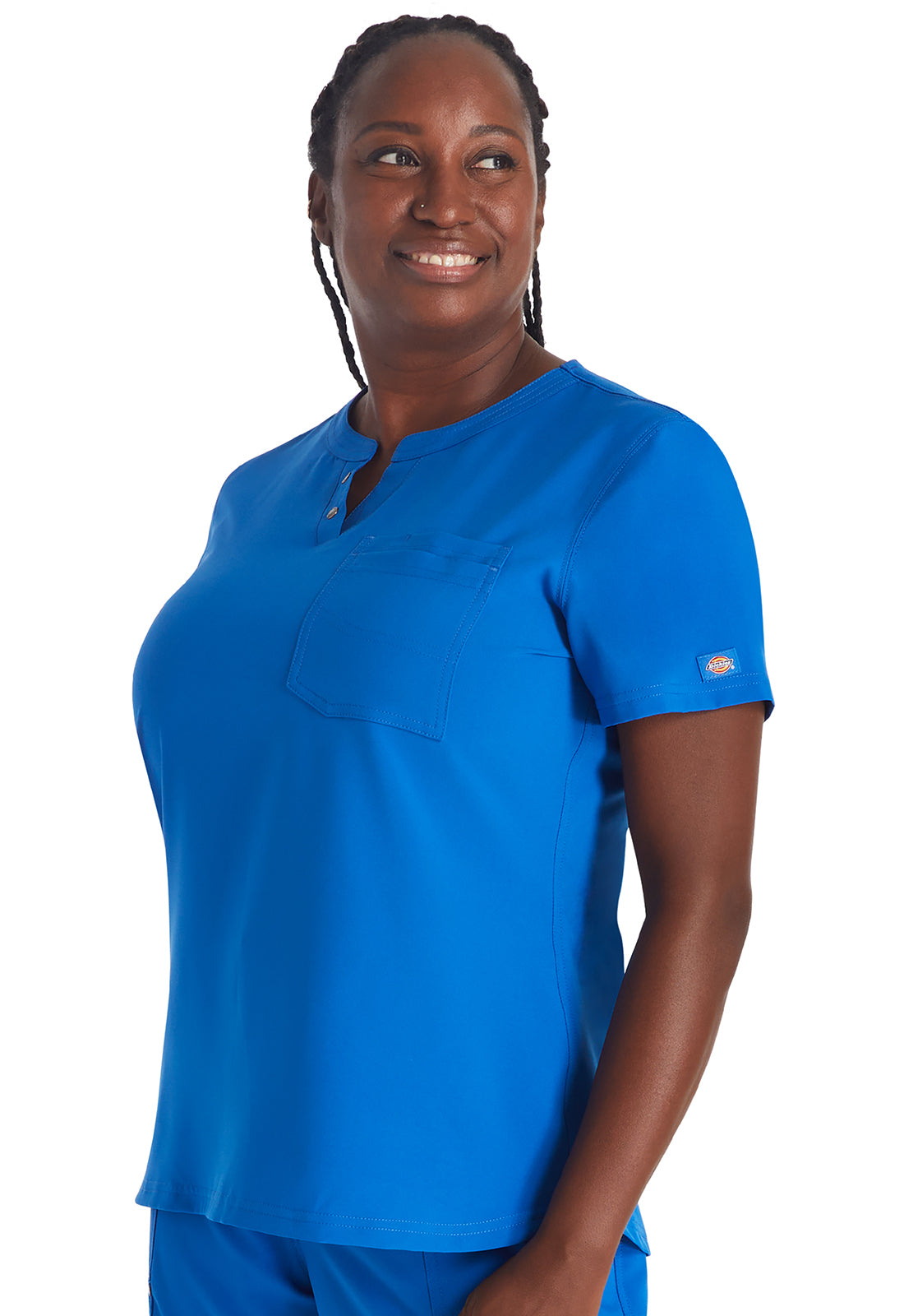 EDS NXT DK681 Round Neck Henley Top Royal Model Image Right Side | Dickies