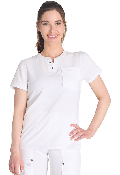 EDS NXT DK681 Round Neck Henley Top White Model Image Front | Dickies