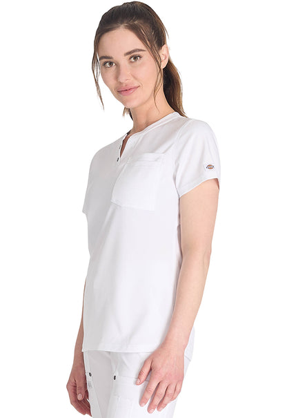 EDS NXT DK681 Round Neck Henley Top White Model Image Right Side | Dickies