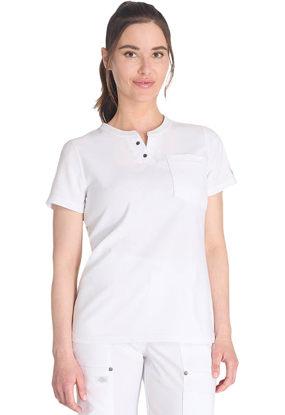 EDS NXT DK681 Round Neck Henley Top White Model Image Left Side | Dickies