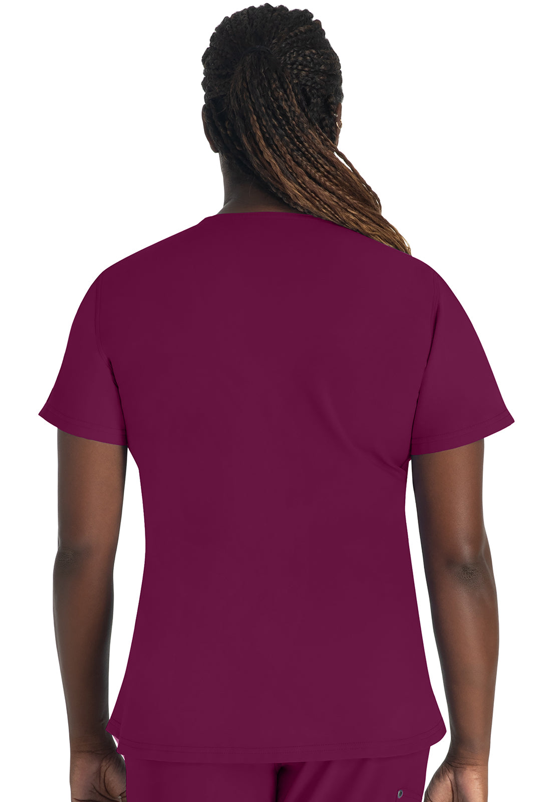 EDS NXT DK681 Round Neck Henley Top Wine Model Image Back | Dickies