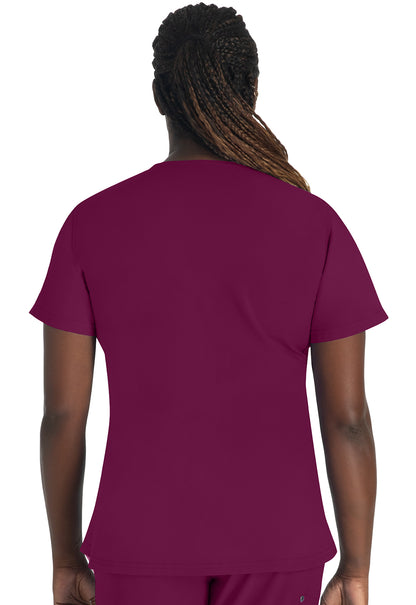 EDS NXT DK681 Round Neck Henley Top Wine Model Image Back | Dickies