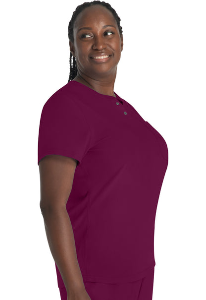 EDS NXT DK681 Round Neck Henley Top Wine Model Image Left Side | Dickies