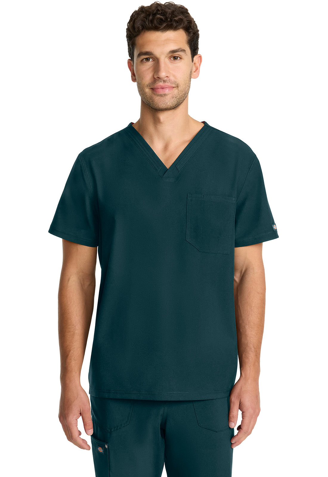 EDS NXT DK693 Men's Tuck-in V-neck Top Caribbean Blue Model Image Front | Dickies