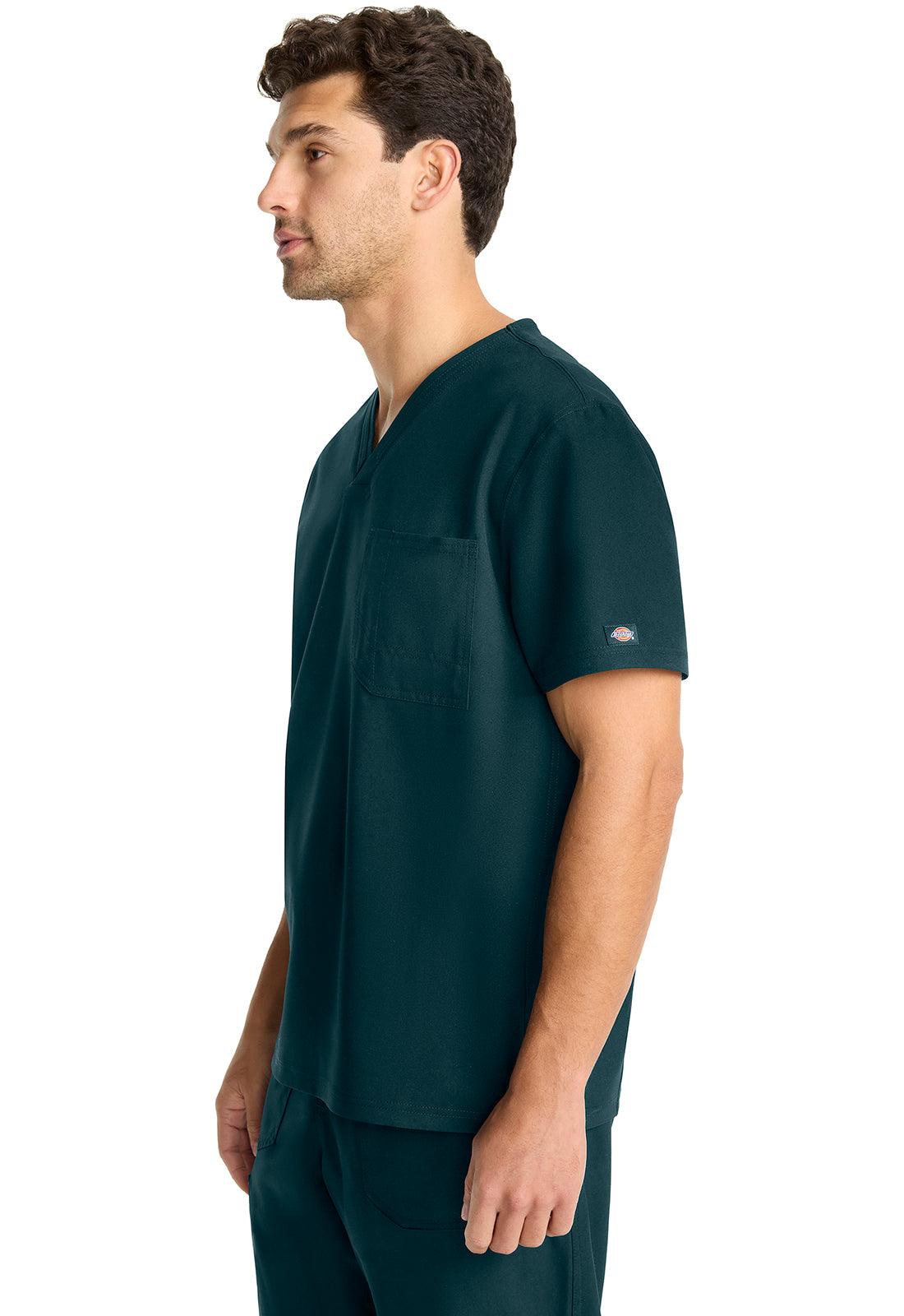 EDS NXT DK693 Men's Tuck-in V-neck Top Caribbean Blue Model Image Right Side | Dickies