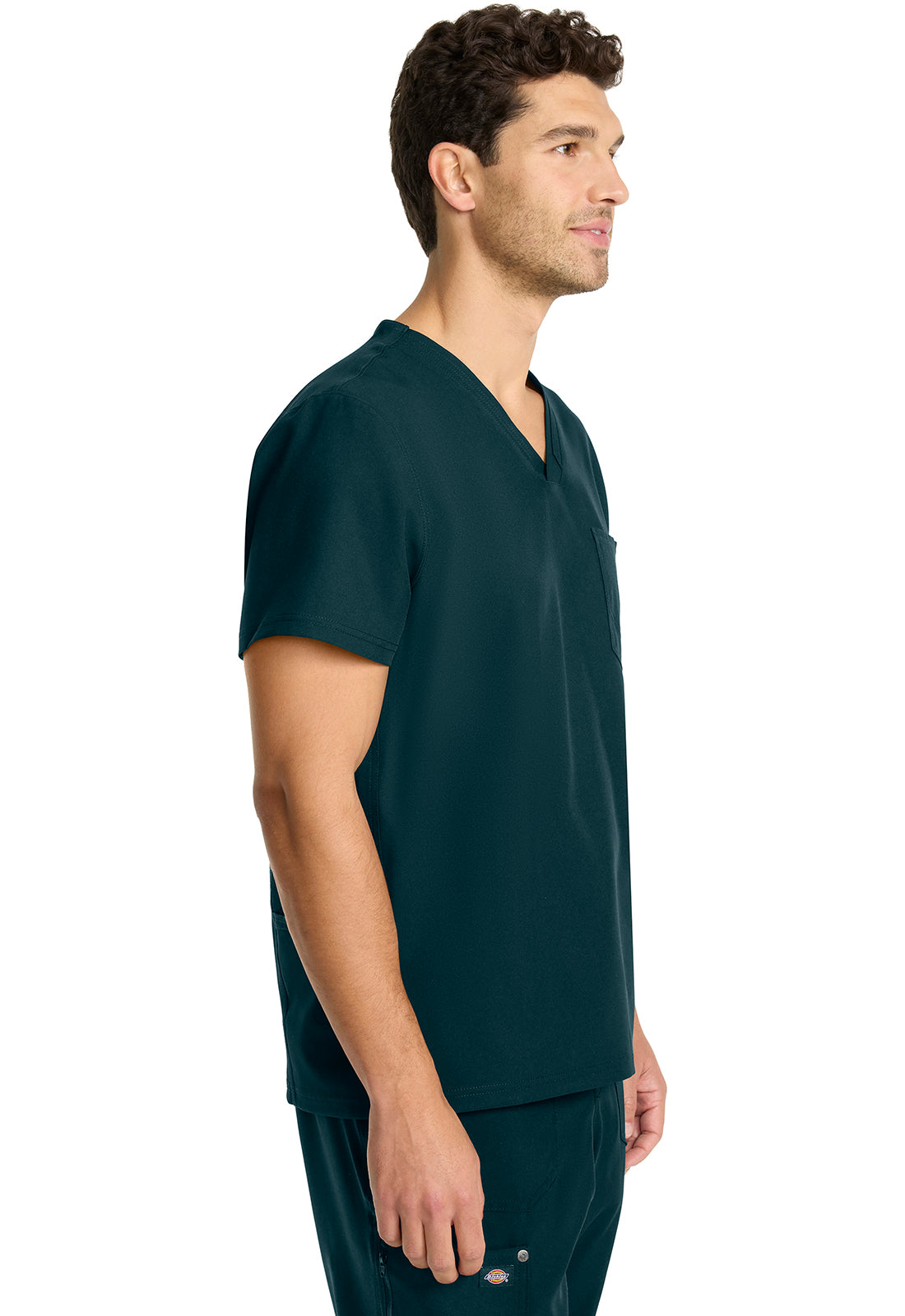 EDS NXT DK693 Men's Tuck-in V-neck Top Caribbean Blue Model Image Left Side | Dickies