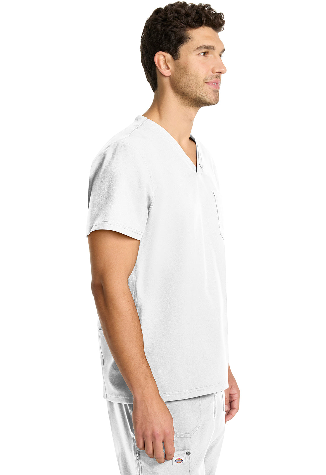 EDS NXT DK693 Men's Tuck-in V-neck Top White Model Image Left Side | Dickies