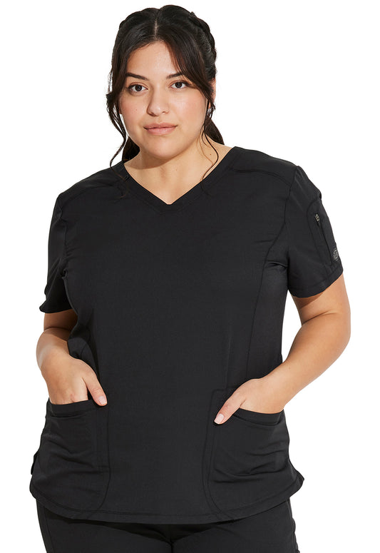 Dynamix DK730 V-Neck Top Black Model Image Front | Dickies