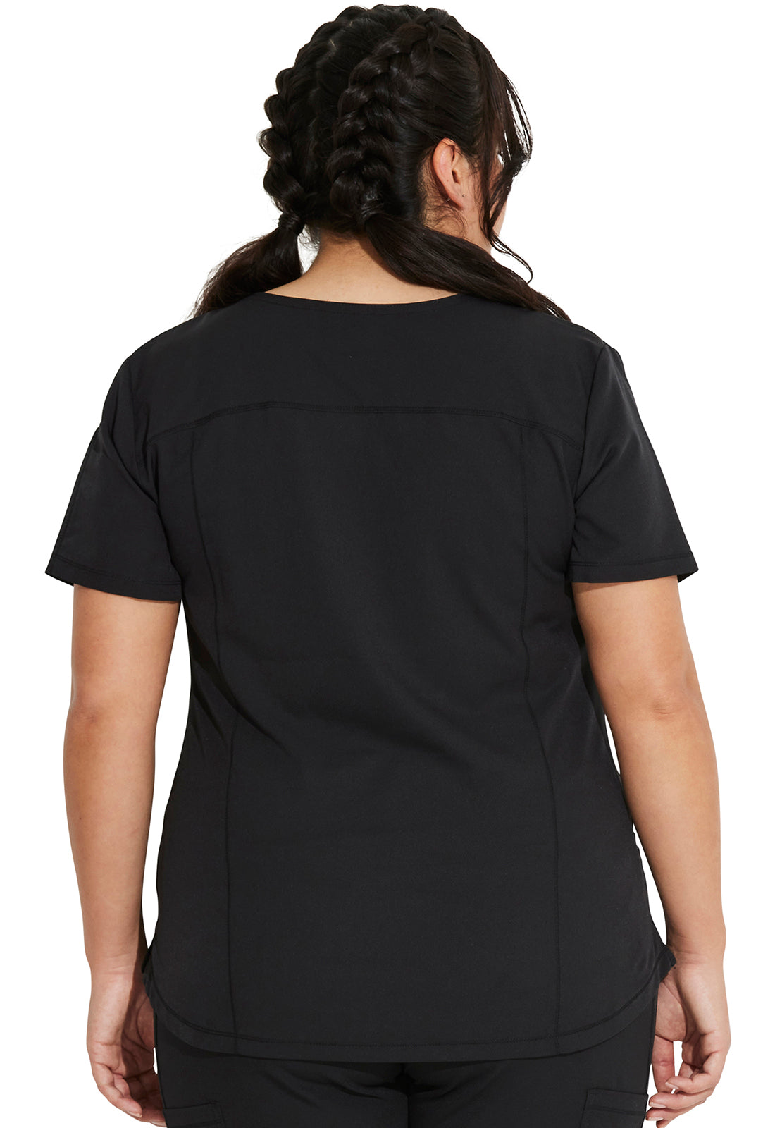 Dynamix DK730 V-Neck Top Black Model Image Back | Dickies