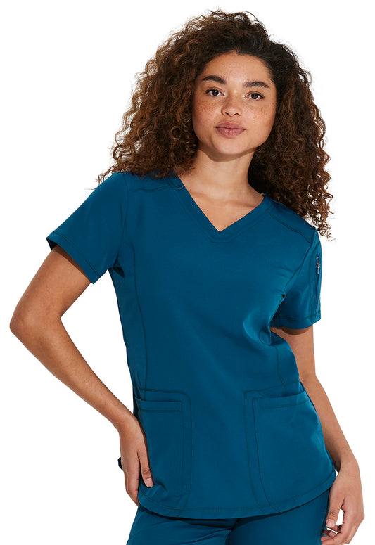 Dynamix DK730 V-Neck Top Caribbean Blue Model Image Front | Dickies