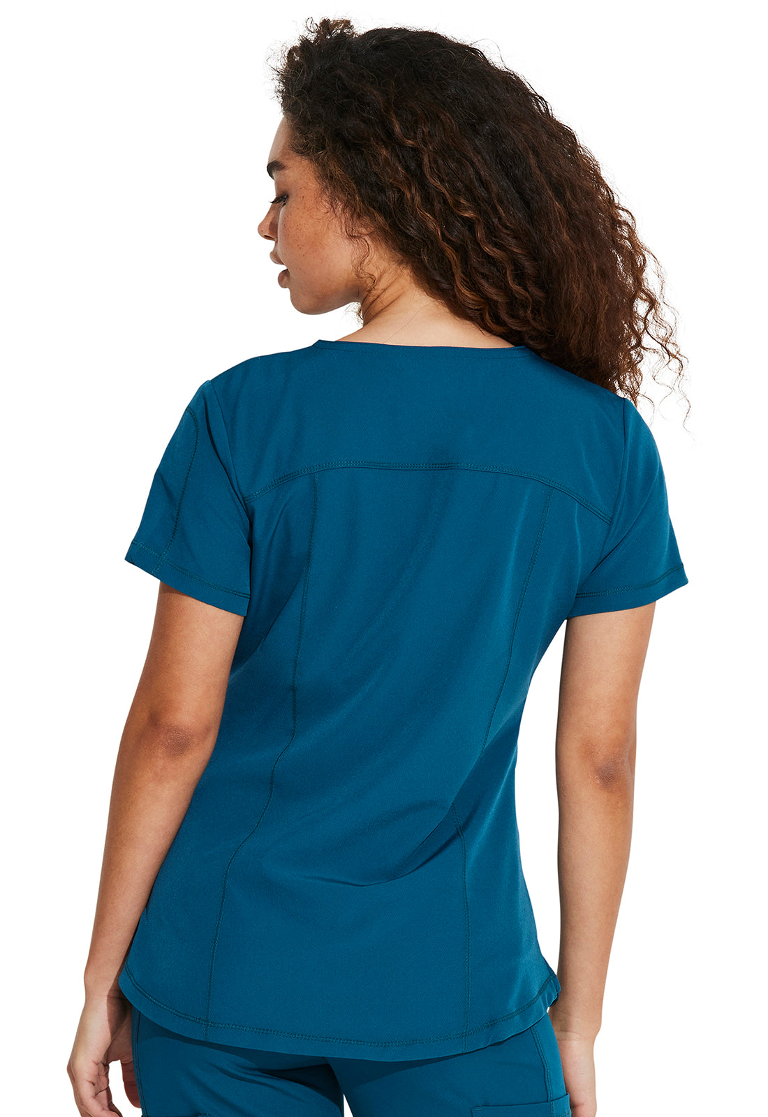 Dynamix DK730 V-Neck Top Caribbean Blue Model Image Back | Dickies