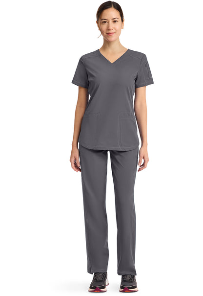 Dynamix DK730 Women's V-Neck Scrub Top Pewter