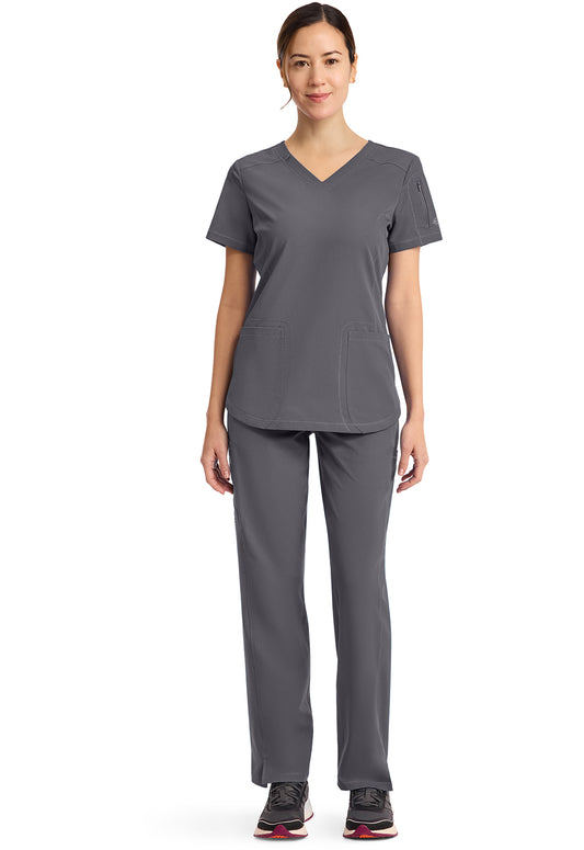 Dynamix DK730 Women's V-Neck Scrub Top Pewter