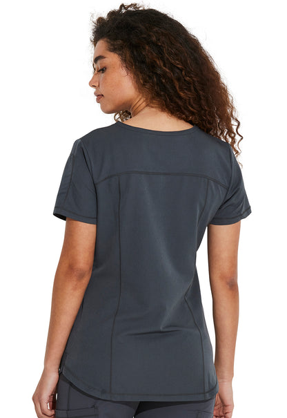 Dynamix DK730 V-Neck Top Pewter Model Image Back | Dickies